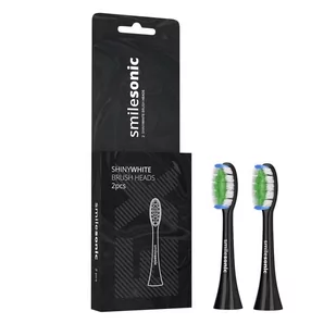 Smilesonic Końcówki Smilesonic Shiny White Black do szczoteczki sonicznej czarne  2 sztuki - Końcówki do szczoteczek elektrycznych - miniaturka - grafika 1