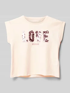 T-shirt z cekinowym obszyciem - Koszulki dla dziewczynek - miniaturka - grafika 1