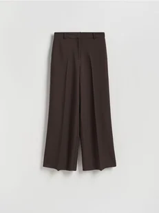 Reserved - Szerokie spodnie z kantem - ciemnobrązowy - Spodnie damskie - miniaturka - grafika 1
