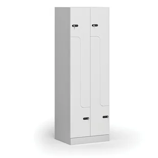 Szafka ubraniowa metalowa Z, 4 szafki, 1850 x 600 x 500 mm, zamek zamek mechaniczny z kodem, drzwi laminowane, biała - Szafki biurowe - miniaturka - grafika 1