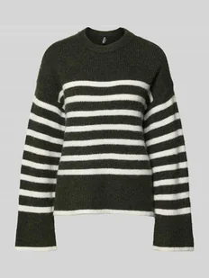 Sweter z prążkowanej dzianiny o kroju relaxed fit model ‘LINE’ - Swetry damskie - miniaturka - grafika 1