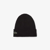 Czapki męskie - Lacoste unisex prążkowana wełniana czapka typu beanie - miniaturka - grafika 1