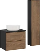 Meble łazienkowe - Zestaw meblowy 60cm z blatem, umywalką nablatową Maja i szafką wysoką - miniaturka - grafika 1
