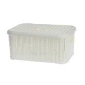 Pudła i pojemniki do przechowywania - Koszyk prostokątny z przykrywką 6 l WILLOW biały - miniaturka - grafika 1