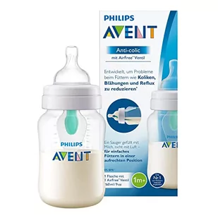 Philips Avent Avent Zestaw Butelka Antykolkowa 1m+ 260ml + Nakładka - Butelki dla niemowląt - miniaturka - grafika 1