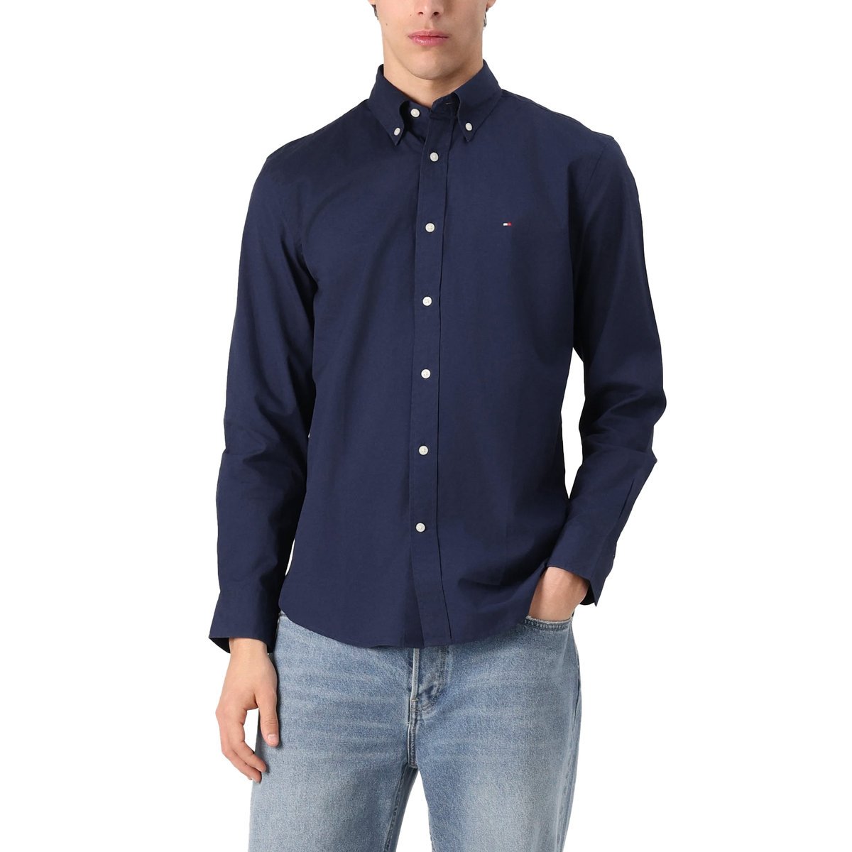 Koszula męska Tommy Hilfiger SLIM LINEN COTTON SHIRT MW0MW17646 C87 L