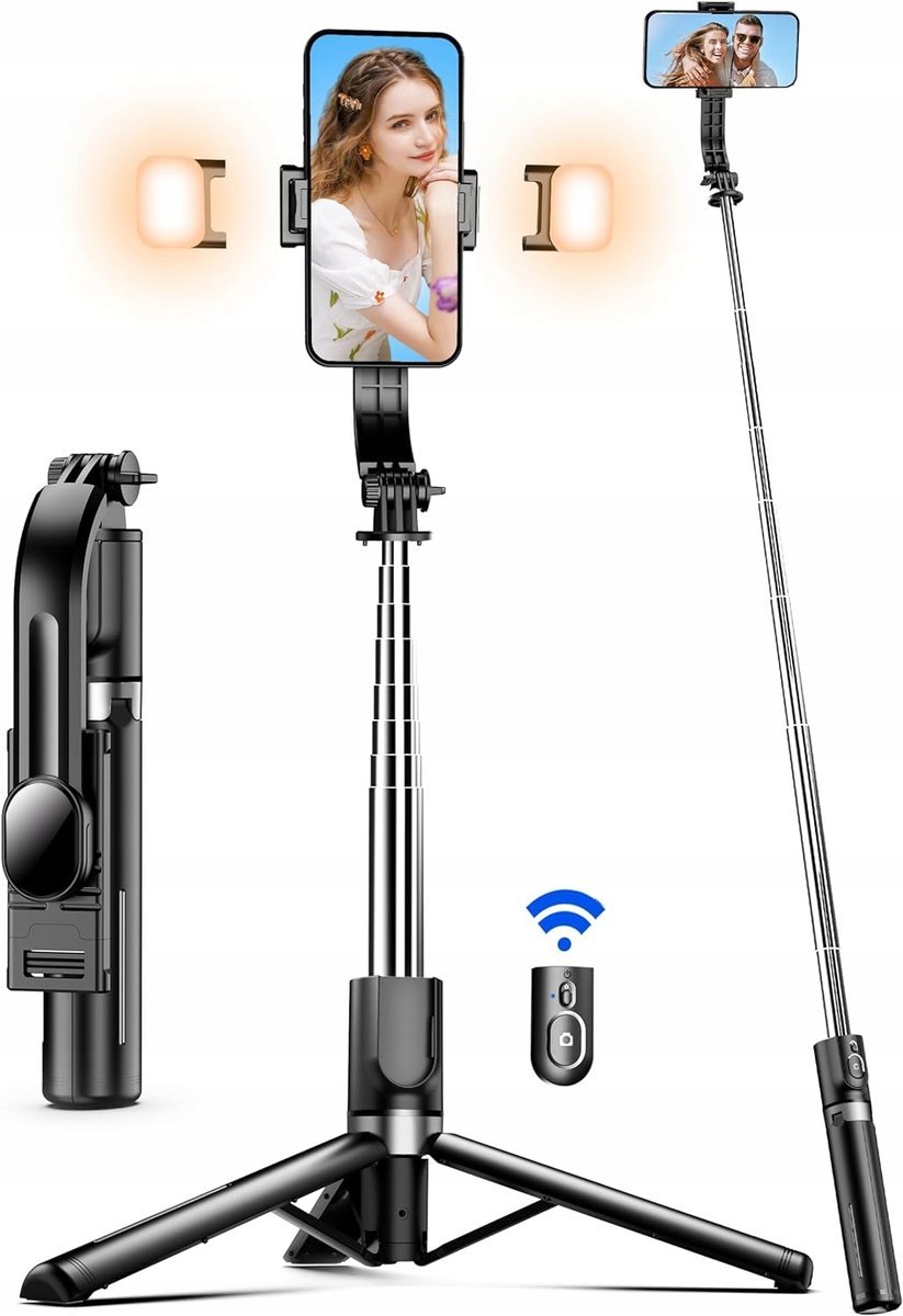 Selfie Stick Ze statywem Z podświetleniem LED 115 cm + pilot BT SelfieShow