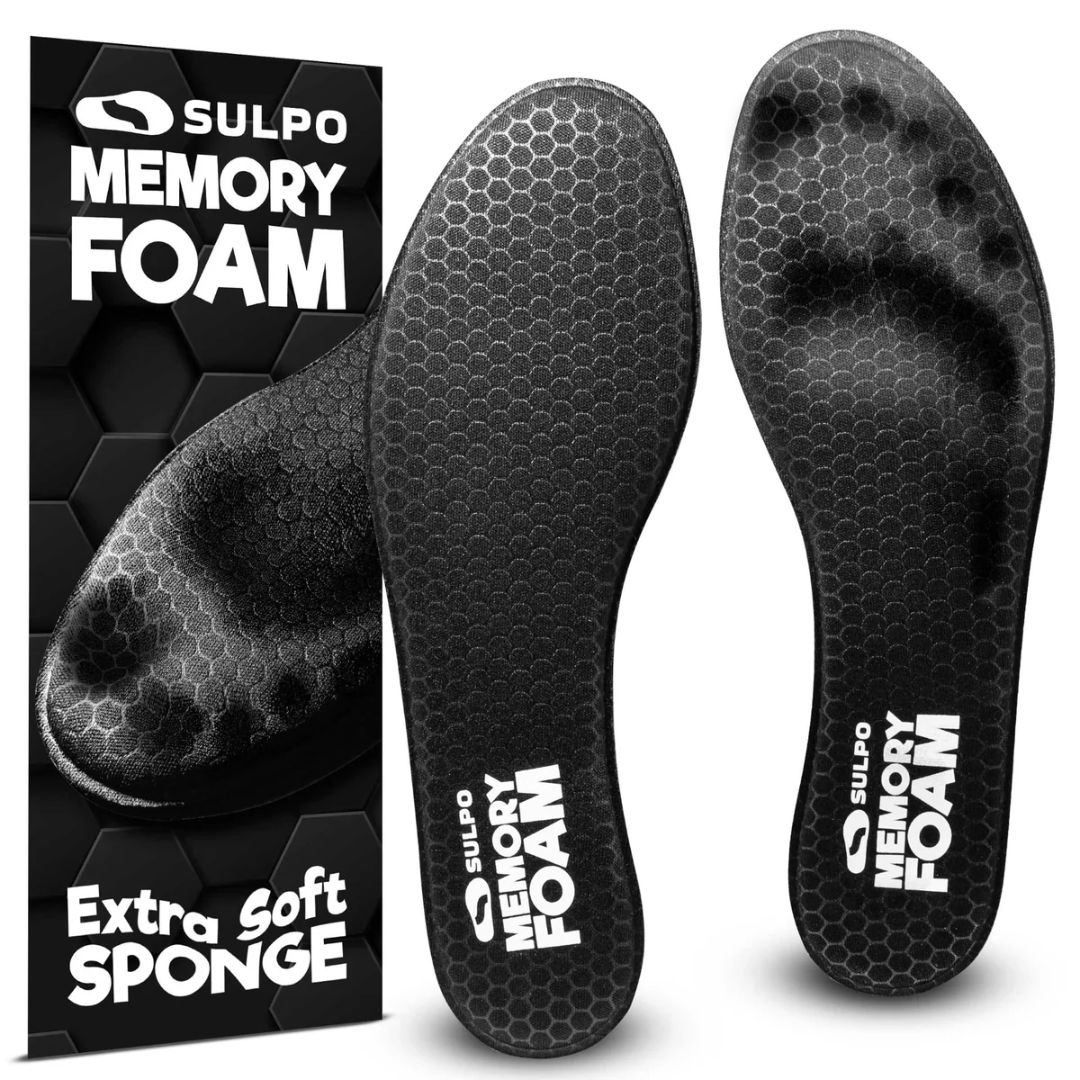 SULPO Wkładki z Pianki Memory Foam - Miękkie, Komfortowe i Cienkie Wkładki Dla Mężczyzn i Kobiet do Sneakerów i Butów Sportowych, Wspierające Komfor..