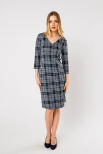 Elegancka sukienka w kratkę - QUIOSQUE - Sukienki - miniaturka - grafika 1