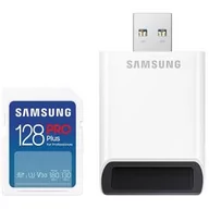 Karty pamięci - Karta pamięci Samsung SDXC PRO+ 128GB UHS-I U3 (180R/130W) + USB adaptér (MB-SD128SB/WW) - miniaturka - grafika 1