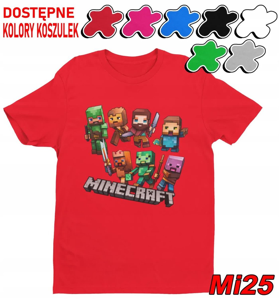 Koszulka Dziecięca Z Nadrukiem Dla Fana Mainkraft Gry Wzory -M 134-140