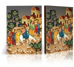 Ikona religijna Niedziela palmowa, Wjazd Jezusa do Jerozolimy - Ikony i obrazy sakralne Ikona religijna Niedziela palmowa, Wjazd Jezusa do Jerozolimy - Ikony i obrazy sakralne - miniaturka - grafika 1