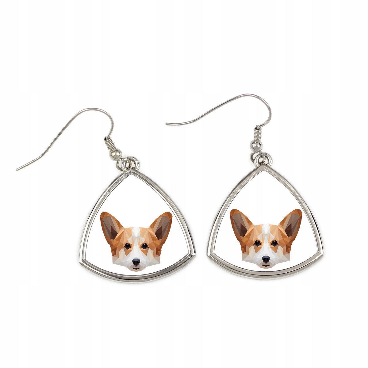 Pembroke Welsh Corgi -kolczyki ze zdjęciem i napisem geometryczne pies Art-