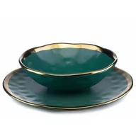 Talerze - Zestaw Obiadowy Na 4 Os. Lissa Green Gold 8 Talerzy - miniaturka - grafika 1