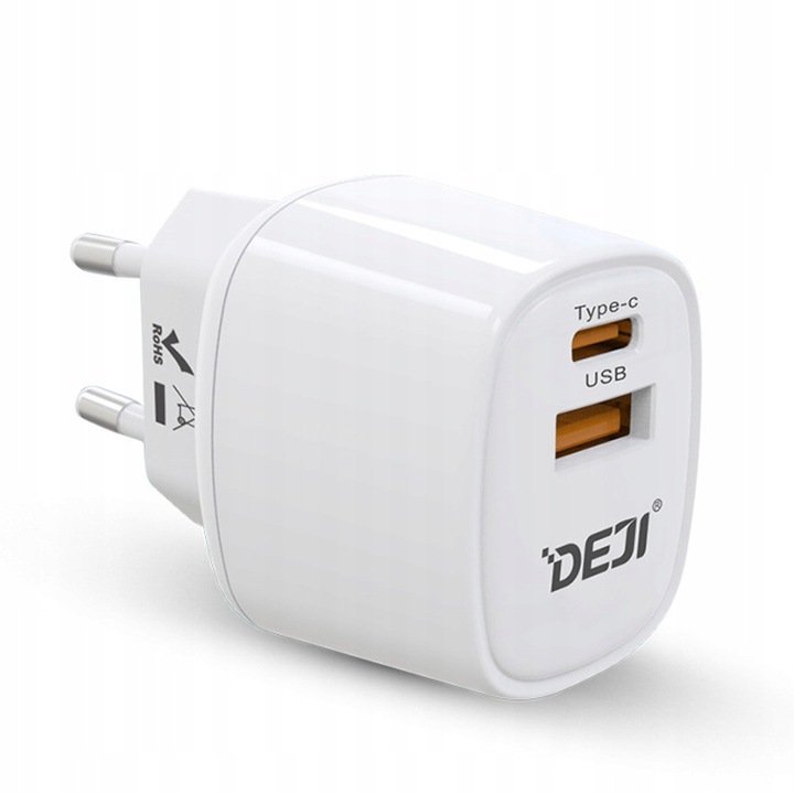 DEJI SZYBKA ŁADOWARKA SIECIOWA USB-C +USB 33W szybko ładująca Fast kostka