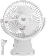 Wentylatory - Adler Rechargeable Clip-on Desk Fan AD 7342 Table Fan Baltas Diameter 15.5 cm Greičių skaičius 3 Oscillation 5 W - miniaturka - grafika 1