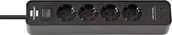 Przedłużacze i rozgałęźniki - Brennenstuhl 1153240106 rozgałęziacz 1,5 m 4 x gniazdo sieciowe Wewnętrzna Czarny - miniaturka - grafika 1