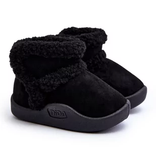 PA1 Dziecięce Śniegowce Na Rzep Czarne Unitia - Buty dla dziewczynek - miniaturka - grafika 1