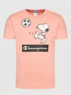 Koszulki sportowe męskie - T-Shirt Peanuts Graphic 217808 Różowy Regular Fit - Champion - grafika 1