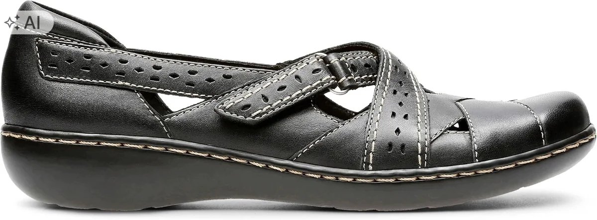 CLARKS CZARNE PÓŁBUTY ZE SKÓRY NATURALNEJ Z PERFORACJĄ 35,5 6RA