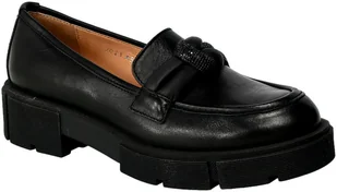 Mokasyny Simen 6591A Czarne Skórzane - SIMEN - Mokasyny damskie - miniaturka - grafika 1