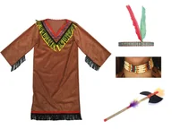 Stroje karnawałowe - ZESTAW INDIANKA BRĄZOWY 116-128 4el - miniaturka - grafika 1