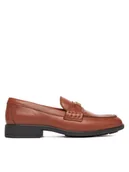 Półbuty damskie - Tommy Hilfiger Loafersy Th Logo Leather Loafer FW0FW08705 Brązowy - miniaturka - grafika 1