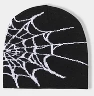 Czapki damskie - Czapka pajęczyna spider pająk beanie w stylu Y2K czarna streetwear - miniaturka - grafika 1