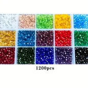 Inne - TEMU Zestaw 1200 sztuk Koralików Szklanych 4mm/0.157in Akcesoria do Tworzenia Biżuterii, 15 kolorów dla DIY bransoletek z koralikami, naszyjników, - miniaturka - grafika 1