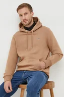 Bluzy męskie - Gant bluza męska kolor beżowy z kapturem gładka - miniaturka - grafika 1