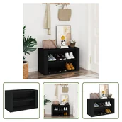 Szafki na buty - The Living Store Stojak na buty czarny 75x35x45 cm Materiał drewnopochodny - miniaturka - grafika 1