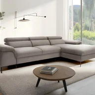 Sofy i kanapy - Kanapa narożna prawostronna rozkładana z brązowoszarego weluru - SEPINA Pascala Morabito - miniaturka - grafika 1