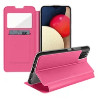 Etui i futerały do telefonów - Folio Etui z okienkiem Samsung Galaxy A02s z uchwytem na kartę Podstawka wideo — różowa - miniaturka - grafika 1