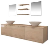 Inne meble do łazienki - Beżowy zestaw do łazienki z 2 umywalkami L4-R53 - miniaturka - grafika 1