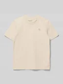 Koszulki dla chłopców - t-shirt z okrągłym dekoltem i wyhaftowanym logo - miniaturka - grafika 1