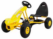 Jeździki dla dzieci - Gokart Champion na pedały dla dzieci 3+ Żółty + Pompowane opony + Regulowane siedzisko + Ręczny hamulec - miniaturka - grafika 1