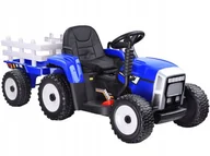 Pojazdy elektryczne dla dzieci - Traktor z Przyczepą na Akumulator 2 Silniki 12V Ekoskóra Koła EVA Niebieski - miniaturka - grafika 1