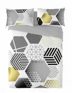 Pościel - Matex Pościel satynowa 160x200 geometria szara żółta Prestige 1 - miniaturka - grafika 1