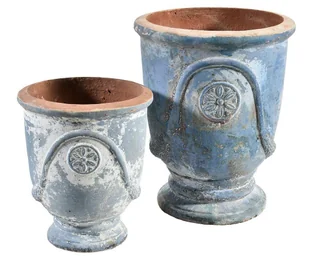 Garden Old Donica antic blue, duże puchary ceramiczne kpl. 2 szt. - Donice - miniaturka - grafika 1