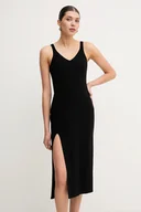 Sukienki - Lacoste sukienka kolor czarny midi dopasowana EF9270 - miniaturka - grafika 1