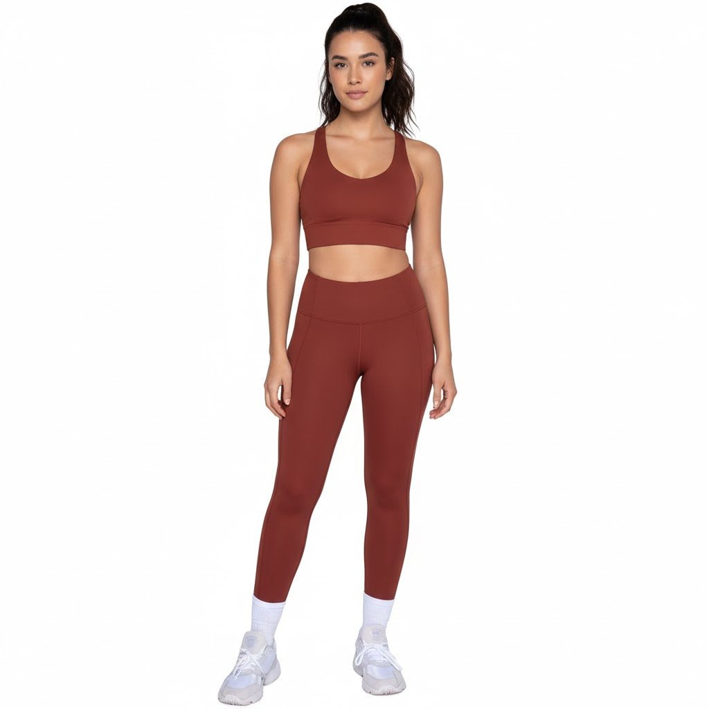 Legginsy damskie Girlfriend Collective Compressive brązowe sportowe-L