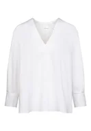 Bluzki damskie - Seidensticker Damska bluzka - modna bluzka - Regular Fit - dekolt w serek - długi rękaw - mieszanka bawełny, biały, 36 - miniaturka - grafika 1