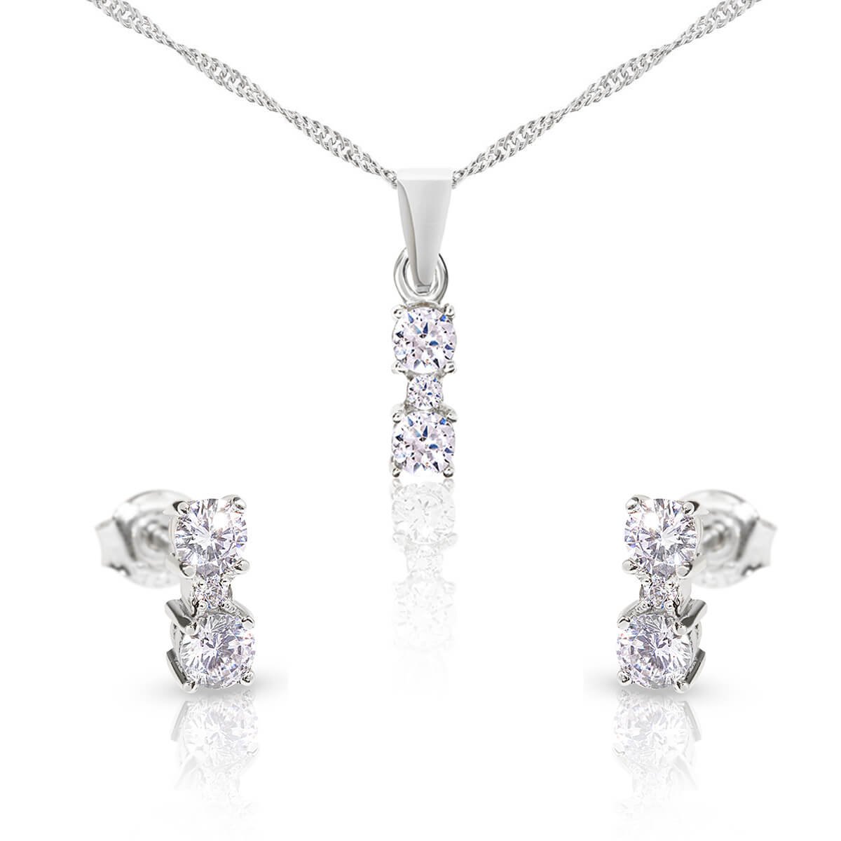 Komplet srebrny Trzy Cyrkonie