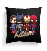 Poduszki dekoracyjne - CZARNA Poduszka Z IMIENIEM Na Wielkanoc BOHATEROWIE IRONMAN SPIDERMAN BAT - miniaturka - grafika 1