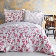 Pościel - Darymex Pościel satynowa 220x200 Rose biała czerwona kwiaty groszki Luxury 23 - miniaturka - grafika 1
