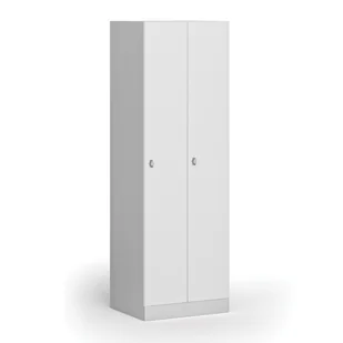 Szafka ubraniowa, 2-drzwiowa, 1850 x 600 x 500 mm, zamek obrotowy, drzwi laminowane, biała - Szafki BHP - miniaturka - grafika 1