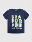 Koszulki dla chłopców - Benetton United Colors Of T-Shirt 3096C15AY Granatowy Regular Fit - miniaturka - grafika 1