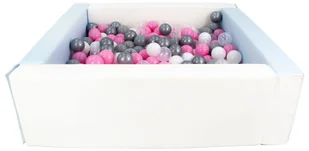 Kwadratowy suchy basen z ekoskóry z 300 piłeczkami (biały, niebieski (pastel)/) - Suche baseny - miniaturka - grafika 1