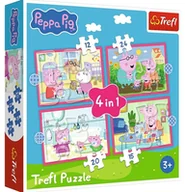 Puzzle - Puzzle 4w1 Peppa uwielbia przygody Trefl - puzzle - miniaturka - grafika 1