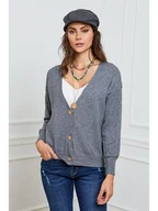 Swetry damskie - So Cachemire Kardigan "Gino" w kolorze szarym - miniaturka - grafika 1